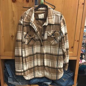 Plaid Brown and White Men's Jacket